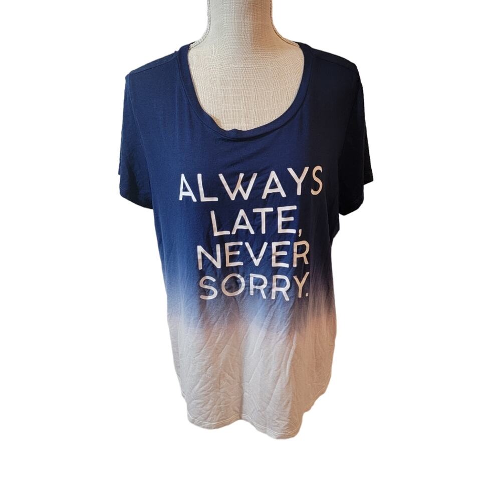 Torrid Perfect Tee - Super Soft Dip Dye Always Late Navy/White Size 1x